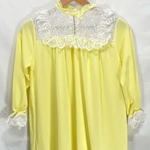 Vintage HER MAJESTY Nightgown Lot Girls 60s 70s Lace Long Yellow Pink Size 10 12 - Picture 16 of 16